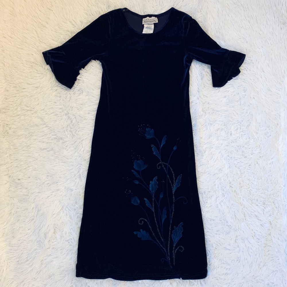 Basic Editions blue velvet dress